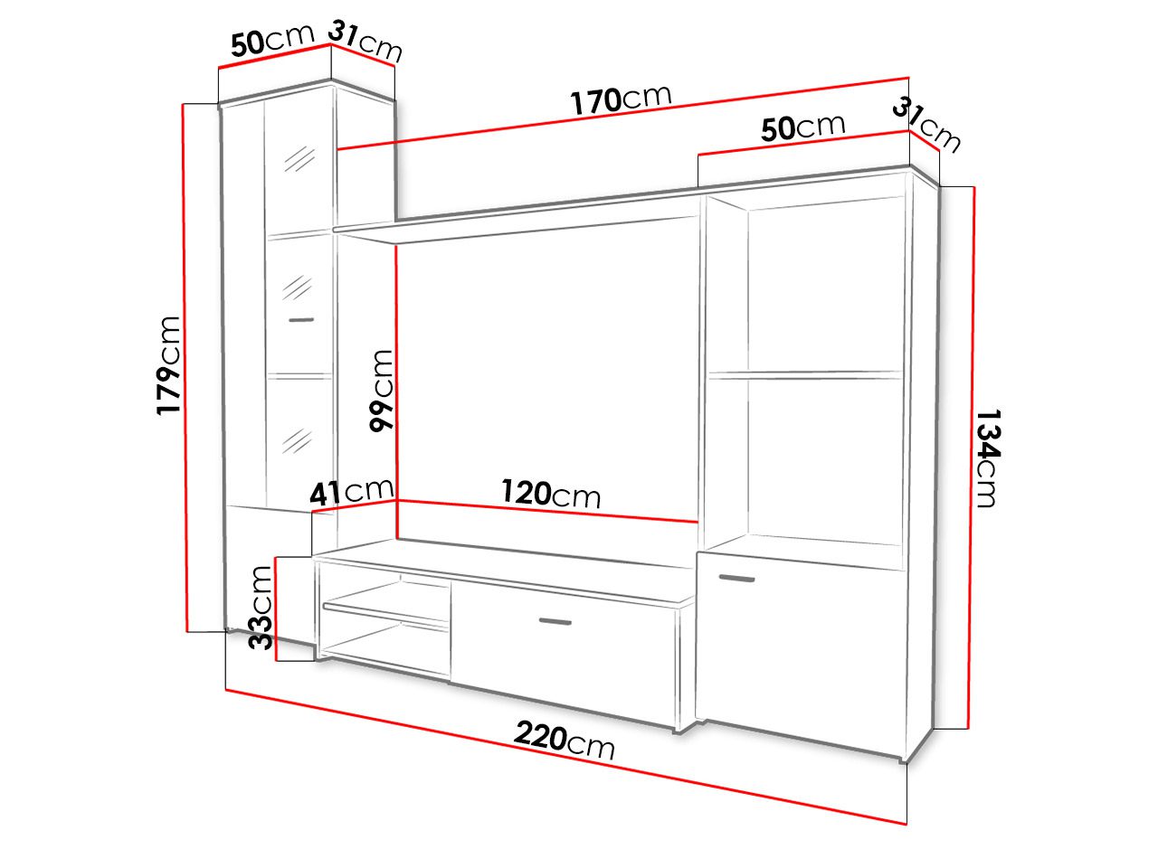 размеры мебели модульной для гостиной