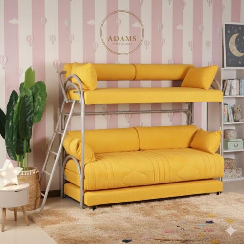 Двухъярусная кровать, включая 3 кровати + ящик для постельного белья + перила безопасности модель Кейсария