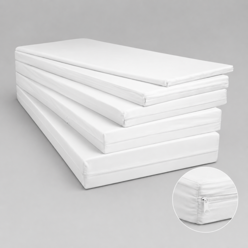 Чехол из белой губчатой ткани для одного матраса с застежкой-молнией 10 см.