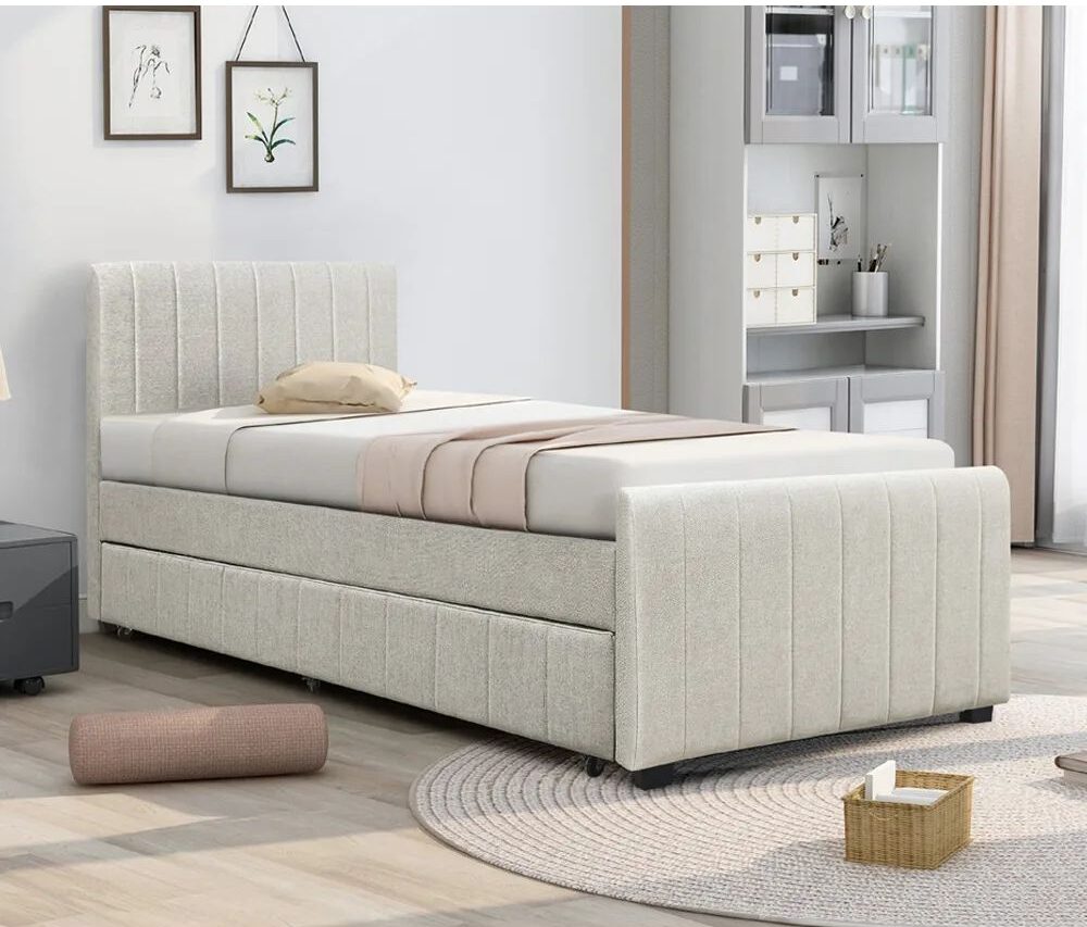 מיטת יחיד מרופדת דגם MONA עם מיטת חבר