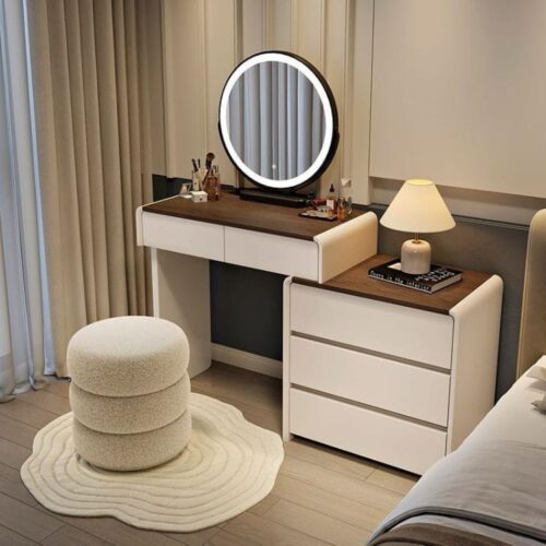 שידת איפור עם מראה ותאורה בעיצוב מודרני - דגם גרטה