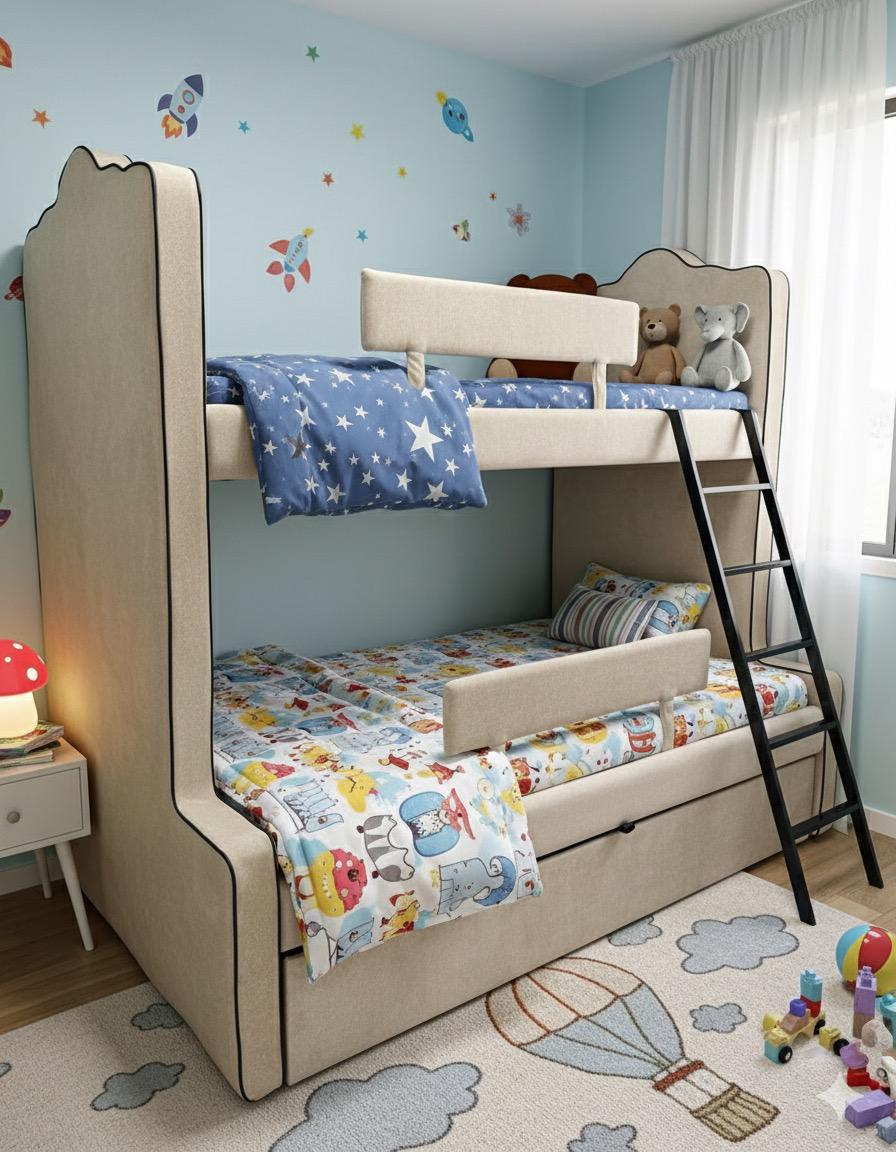 מיטת קומותיים מרופדת בהתאמה אישית - דגם מוליבון