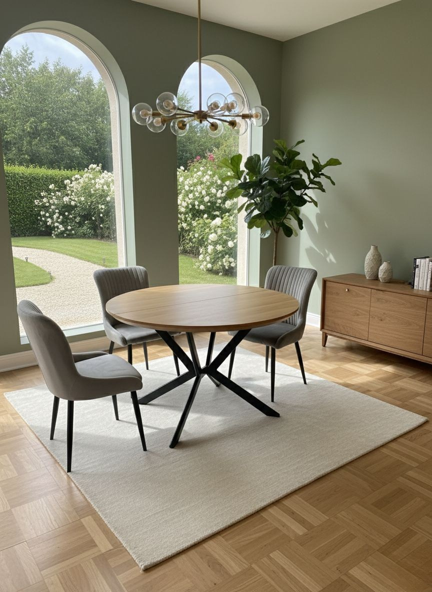 פינת אוכל עגולה עם רגל ברזל מעוצבת דגם ליסין