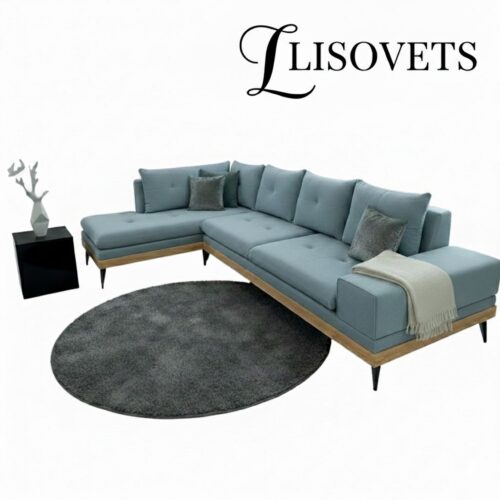 מערכת ישיבה פינתית דגם Lisovets עם צוקל עץ מלא