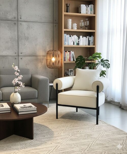 כורסה מעוצבת עם שילוב רגלי ברזל