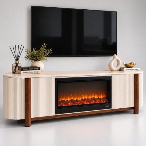 מזנון LUXOR FIRE – סהרה ואגוז אמריקאי עם קמין מובנה